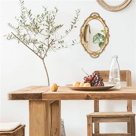 14.5 x 10 inchs Small Oval Antique Decorative Wall Mirror Vintage - Picture 4 of 8